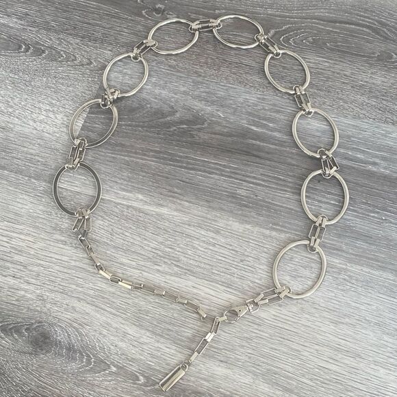 Accent Chain Belt Silver Color Hip Belt sz M-L Boho Emo Festival Beach Vacation - Picture 2 of 4